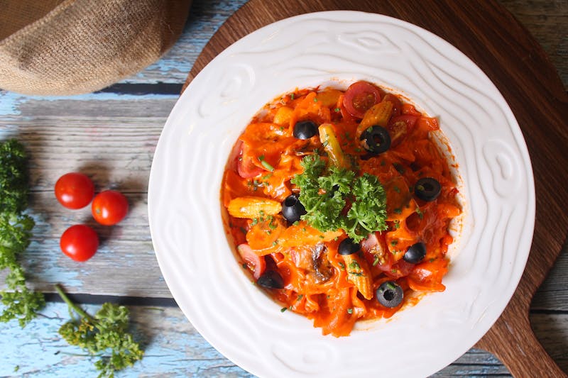 Penne arrabbiata pasta in spicy tomato sauce