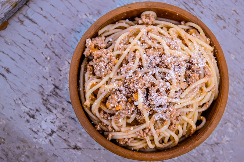 Classic spaghetti bolognese with meat sauce