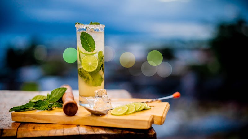 Fresh craft lemonade with mint and ice